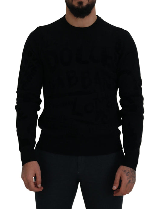 Dolce & Gabbana Elegant Black Logo Wool Sweater Dolce & Gabbana