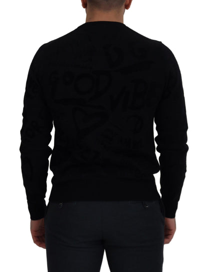 Dolce & Gabbana Elegant Black Logo Wool Sweater Dolce & Gabbana