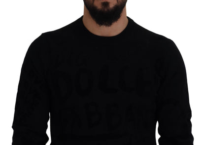 Dolce & Gabbana Elegant Black Logo Wool Sweater Dolce & Gabbana