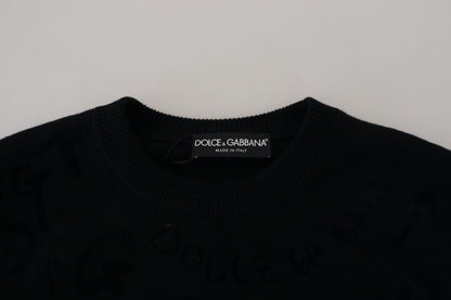 Dolce & Gabbana Elegant Black Logo Wool Sweater Dolce & Gabbana