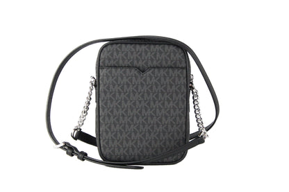 Michael Kors Medium Signature Leather North South Chain Crossbody Handbag Black Michael Kors