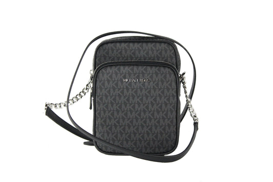 Michael Kors Medium Signature Leather North South Chain Crossbody Handbag Black Michael Kors