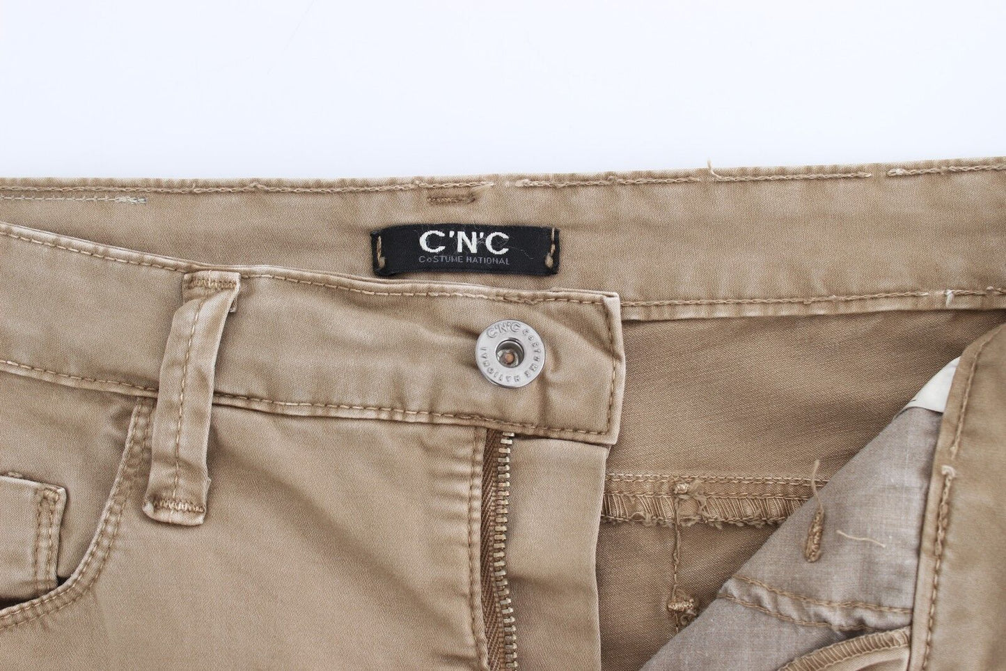 Costume National Chic Beige Straight Leg Fashion Jeans Costume National