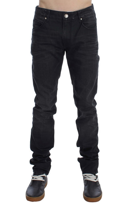 Acht Sleek Gray Slim Fit Italian Mens Jeans Acht