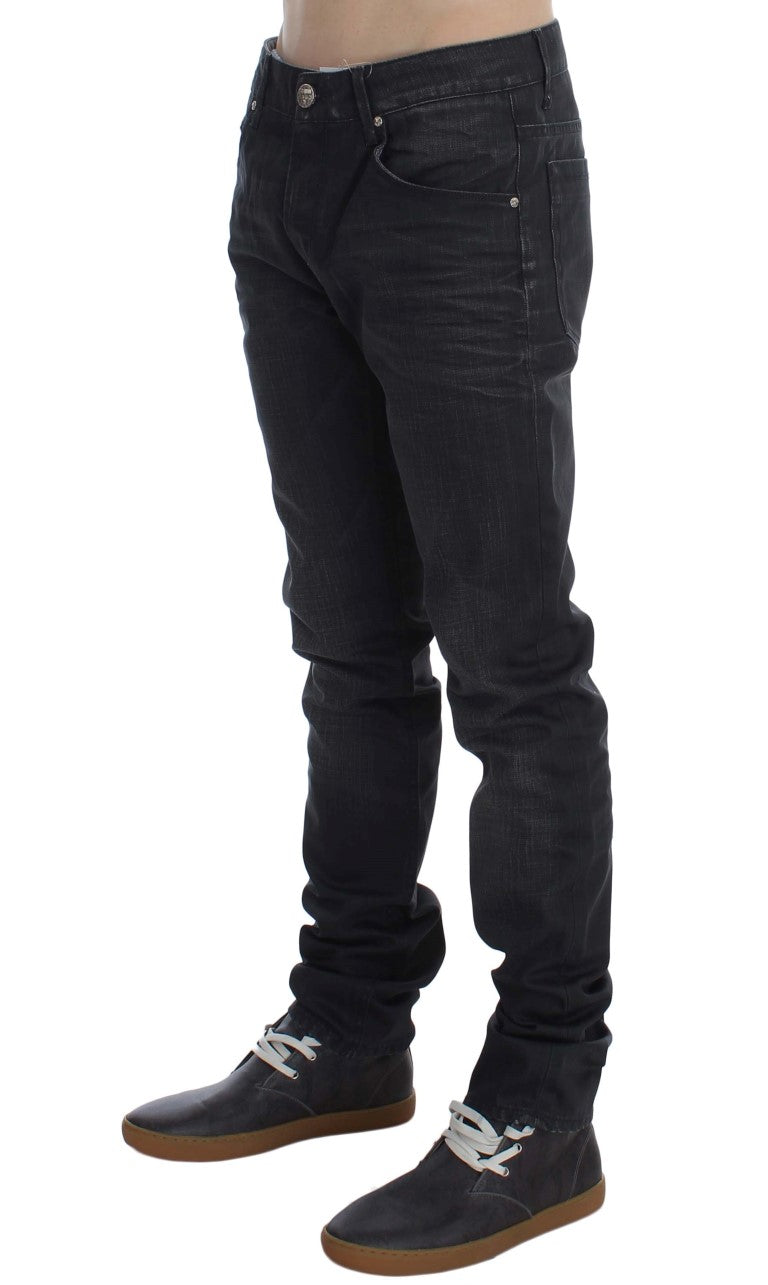 Acht Sleek Gray Slim Fit Italian Mens Jeans Acht