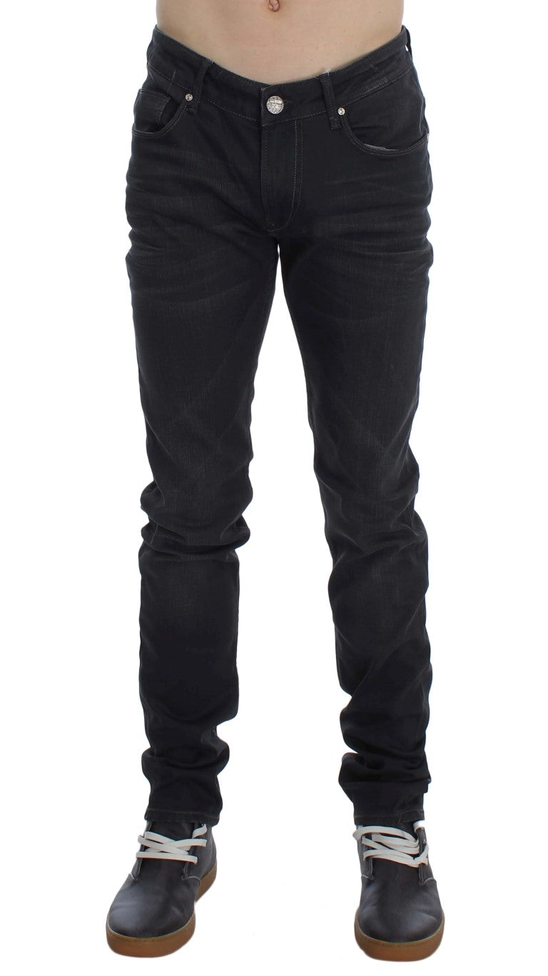 Acht Sleek Gray Slim Fit Men's Premium Denim Acht