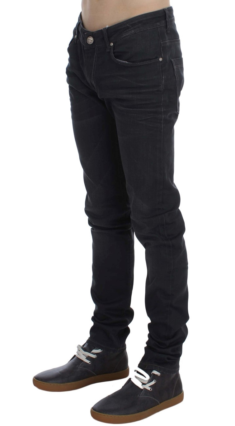 Acht Sleek Gray Slim Fit Men's Premium Denim