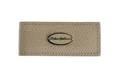 Dolce & Gabbana Elegant Beige Leather Money Clip Dolce & Gabbana