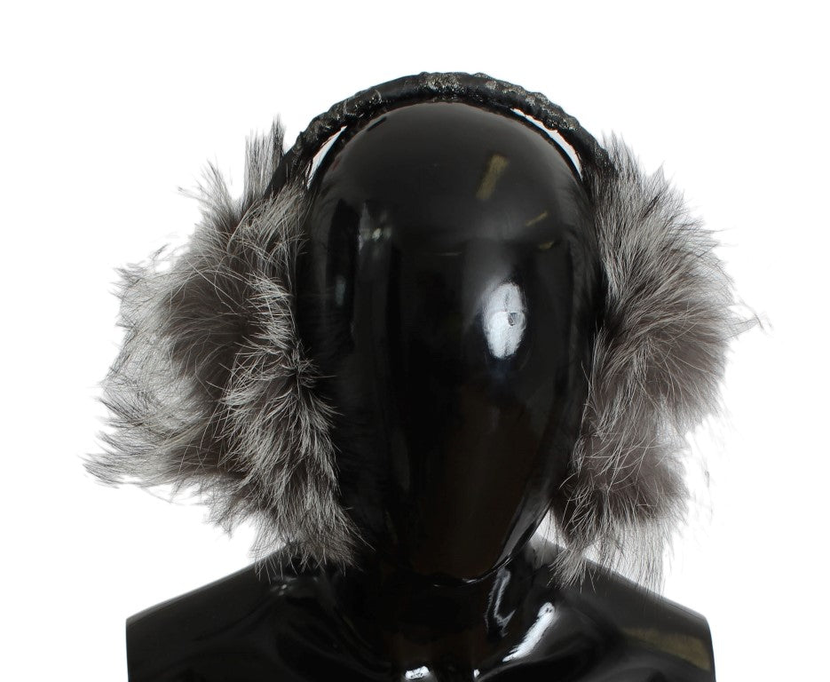 Dolce & Gabbana Elegant Fur and Crystal Ear Muffs Dolce & Gabbana