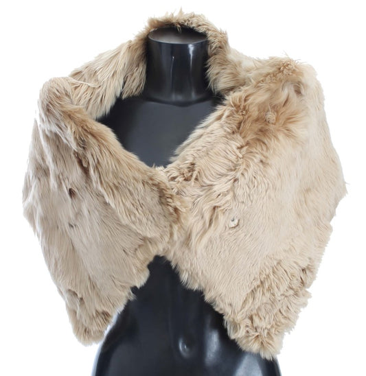 Dolce & Gabbana Elegant Alpaca Fur Shoulder Wrap in Beige Dolce & Gabbana