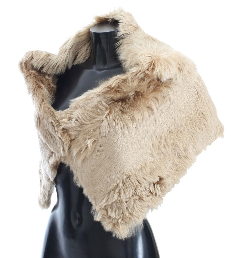 Dolce & Gabbana Elegant Alpaca Fur Shoulder Wrap in Beige Dolce & Gabbana