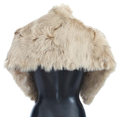 Dolce & Gabbana Elegant Alpaca Fur Shoulder Wrap in Beige Dolce & Gabbana