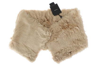 Dolce & Gabbana Elegant Alpaca Fur Shoulder Wrap in Beige Dolce & Gabbana