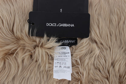 Dolce & Gabbana Elegant Alpaca Fur Shoulder Wrap in Beige Dolce & Gabbana