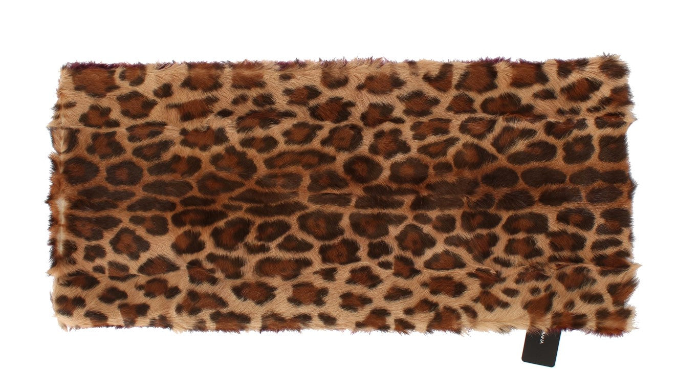 Dolce & Gabbana Exquisite Leopard Print Lambskin Fur Scarf Dolce & Gabbana