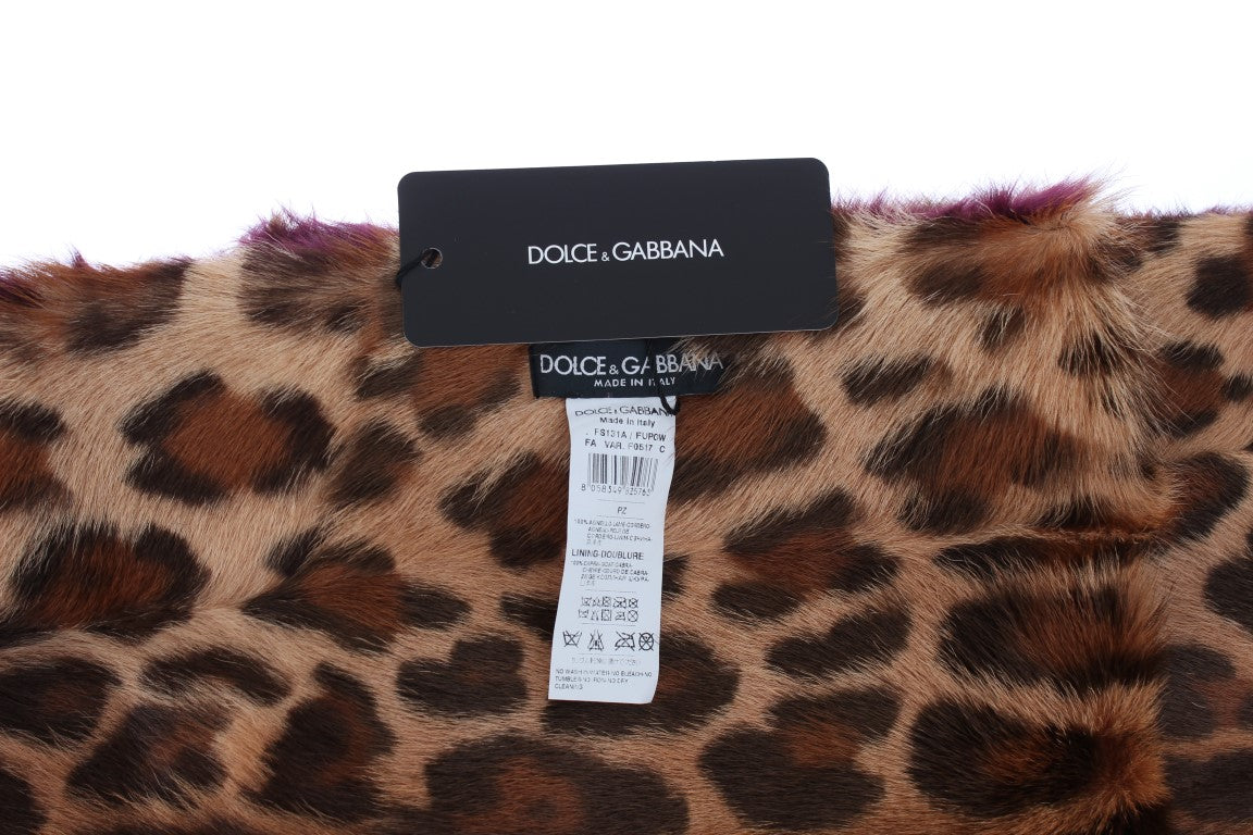 Dolce & Gabbana Exquisite Leopard Print Lambskin Fur Scarf Dolce & Gabbana