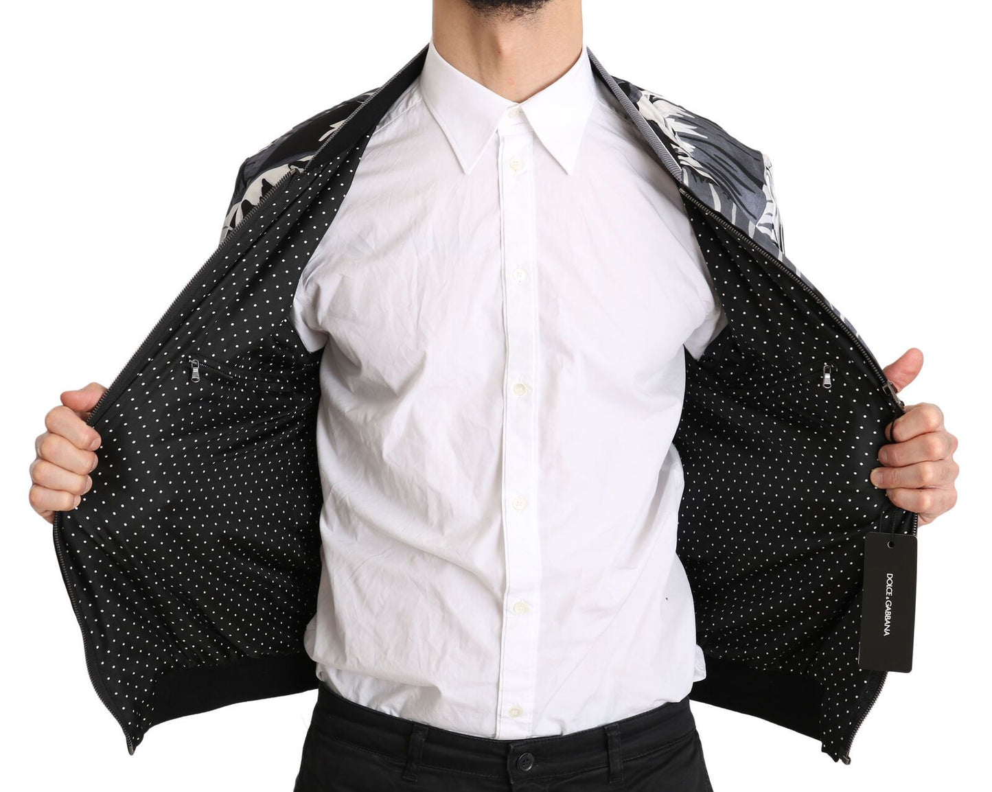 Dolce & Gabbana Elegant Banana Leaf Print Silk Bomber Jacket Dolce & Gabbana