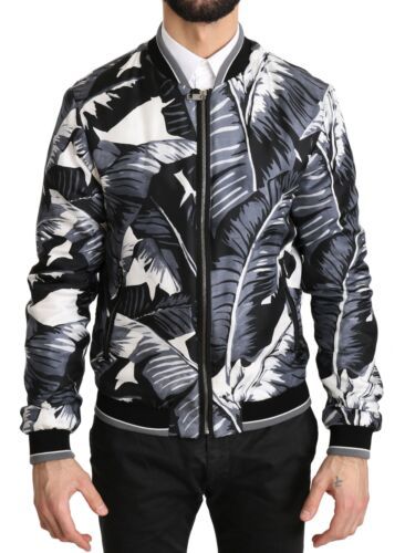 Dolce & Gabbana Elegant Banana Leaf Print Silk Bomber Jacket Dolce & Gabbana