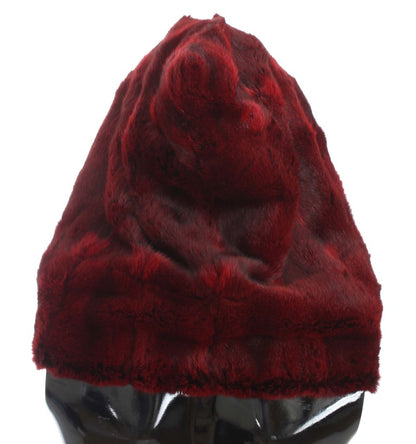 Dolce & Gabbana Luxurious Bordeaux Fur Hooded Scarf Wrap Dolce & Gabbana