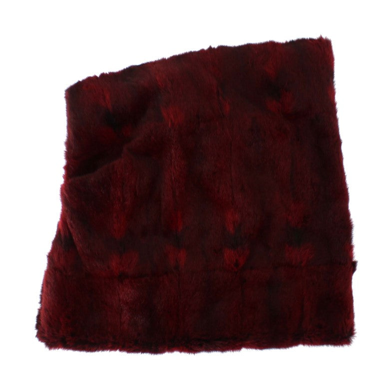 Dolce & Gabbana Luxurious Bordeaux Fur Hooded Scarf Wrap Dolce & Gabbana