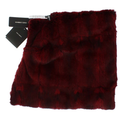 Dolce & Gabbana Luxurious Bordeaux Fur Hooded Scarf Wrap Dolce & Gabbana