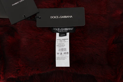 Dolce & Gabbana Luxurious Bordeaux Fur Hooded Scarf Wrap Dolce & Gabbana