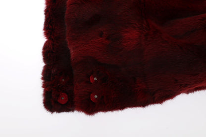 Dolce & Gabbana Luxurious Bordeaux Fur Hooded Scarf Wrap Dolce & Gabbana