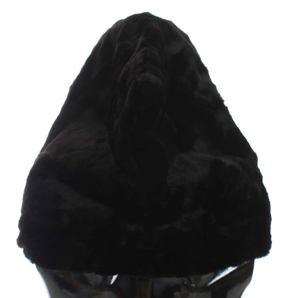 Dolce & Gabbana Chic Black Weasel Fur Hooded Scarf Wrap Dolce & Gabbana