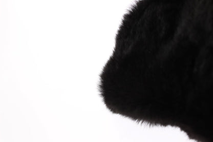 Dolce & Gabbana Chic Black Weasel Fur Hooded Scarf Wrap Dolce & Gabbana