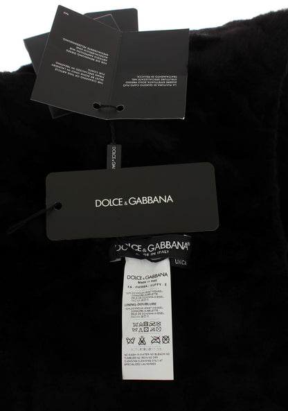 Dolce & Gabbana Chic Black Weasel Fur Hooded Scarf Wrap Dolce & Gabbana