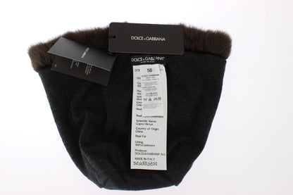 Dolce & Gabbana Luxurious Brown Weasel Fur Beanie Dolce & Gabbana