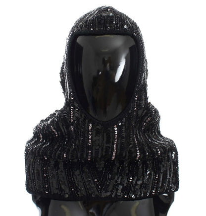 Dolce & Gabbana Elegant Black Sequined Hooded Scarf Wrap Dolce & Gabbana