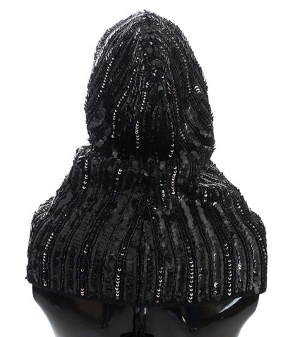 Dolce & Gabbana Elegant Black Sequined Hooded Scarf Wrap Dolce & Gabbana