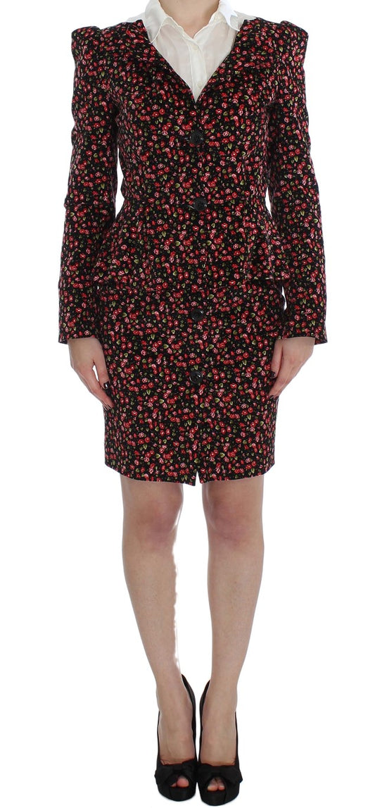 BENCIVENGA Elegant Floral Two-Piece Skirt Suit Set BENCIVENGA