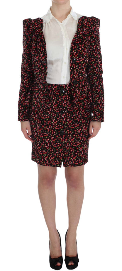 BENCIVENGA Elegant Floral Two-Piece Skirt Suit Set BENCIVENGA