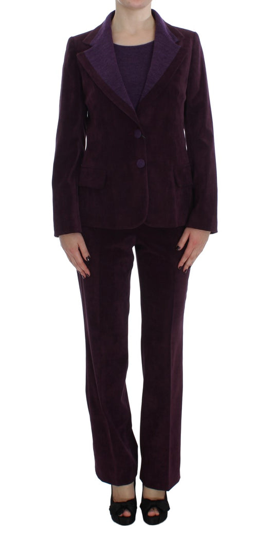 BENCIVENGA Elegant Purple Wool Blend Three Piece Suit Set BENCIVENGA