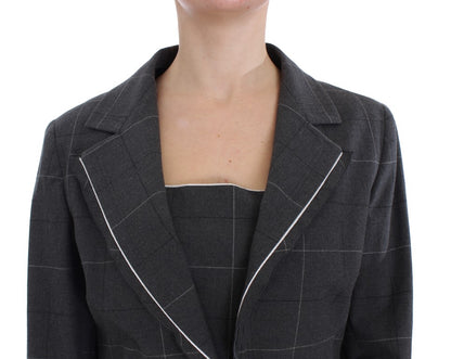 BENCIVENGA Elegant Gray Checkered Sheath Suit Set BENCIVENGA