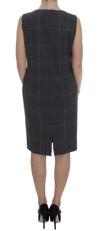 BENCIVENGA Elegant Gray Checkered Sheath Suit Set BENCIVENGA