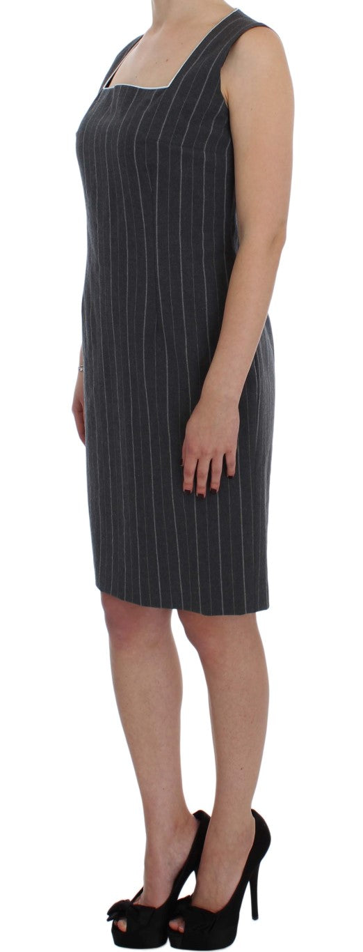 BENCIVENGA Elegant Gray Striped Dress & Blazer Suit Set BENCIVENGA