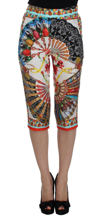 Dolce & Gabbana Multicolor Majolica Silk Capri Pants Dolce & Gabbana