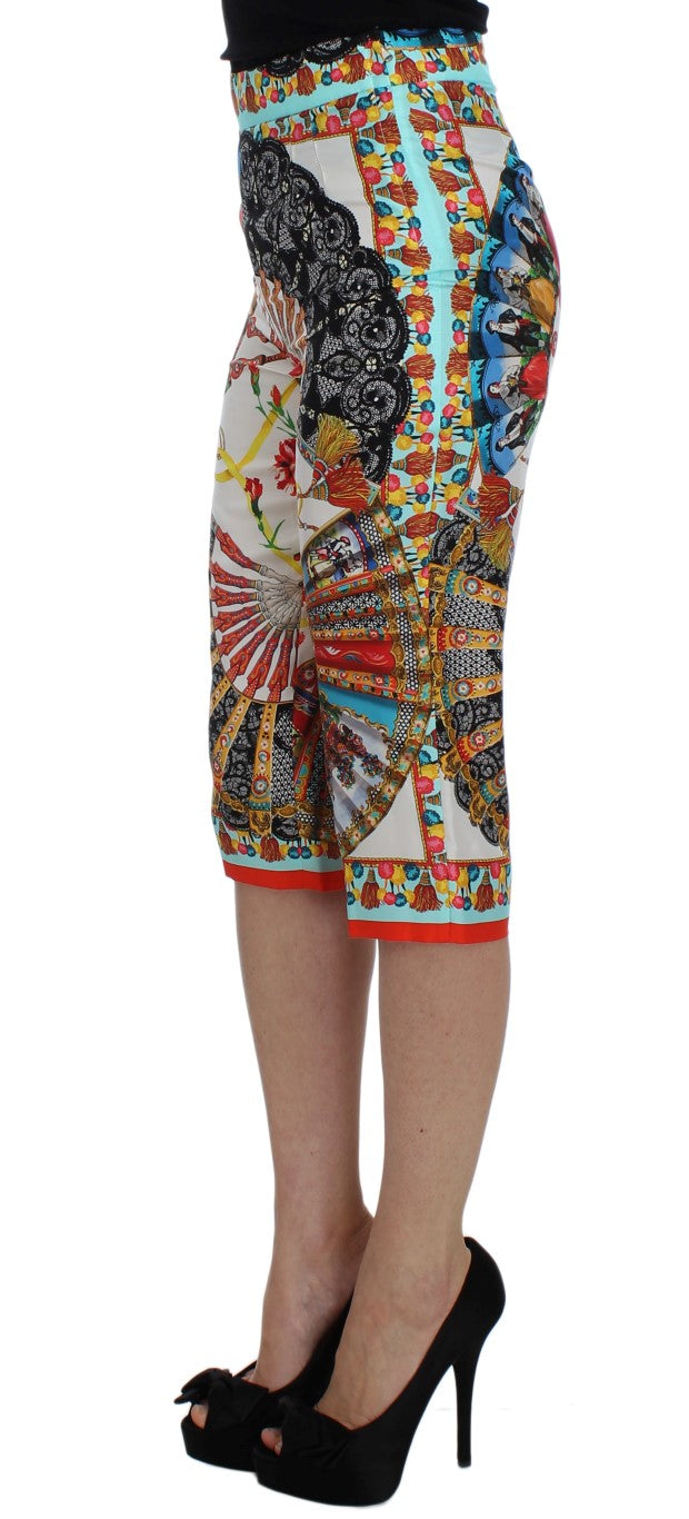 Dolce & Gabbana Multicolor Majolica Silk Capri Pants Dolce & Gabbana