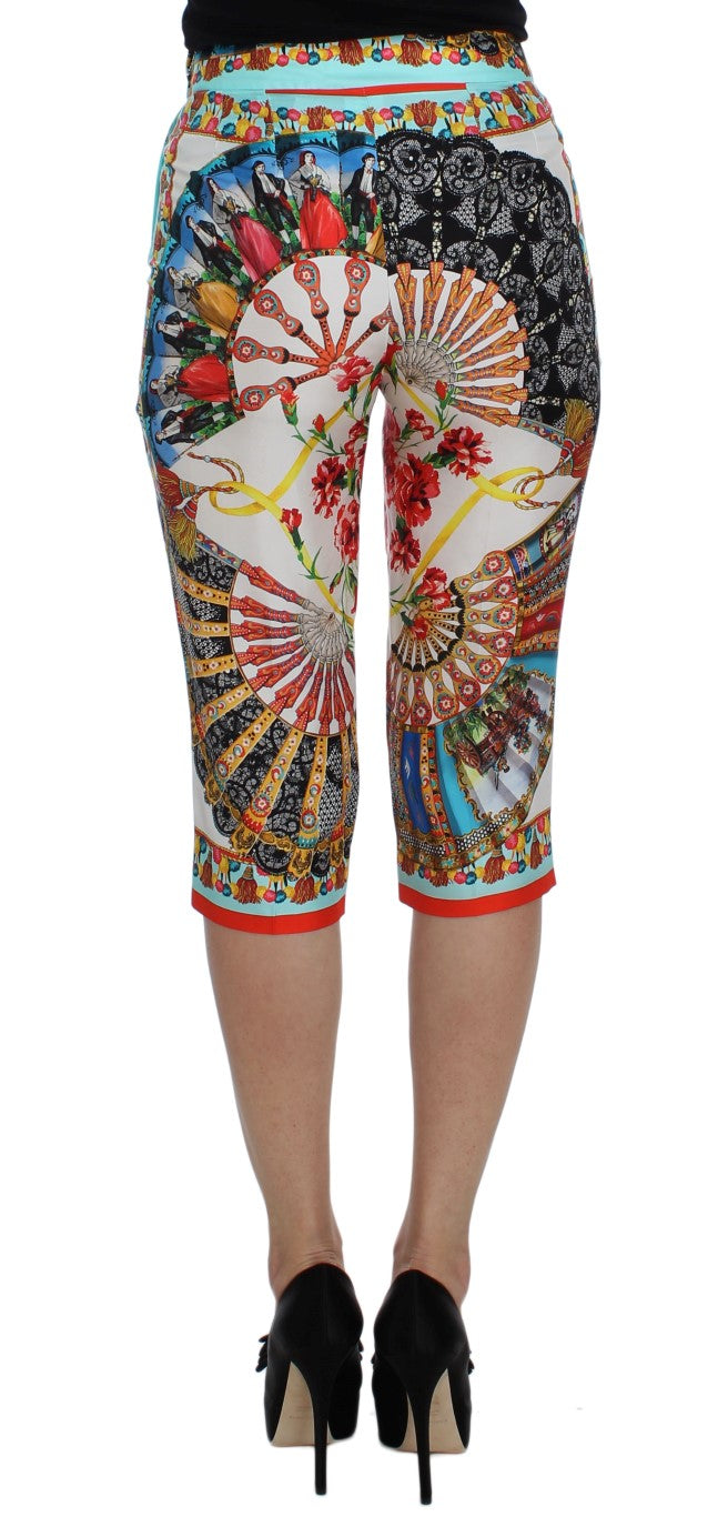 Dolce & Gabbana Multicolor Majolica Silk Capri Pants Dolce & Gabbana