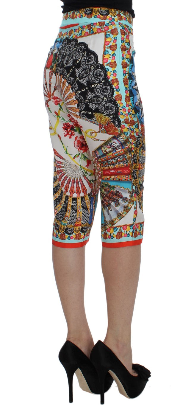 Dolce & Gabbana Multicolor Majolica Silk Capri Pants Dolce & Gabbana