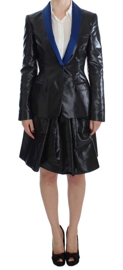 Exte Elegant Two-Piece Black Skirt Suit Exte