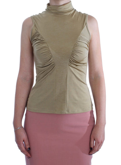 Exte Glamorous Gold Turtleneck Vest Top Exte