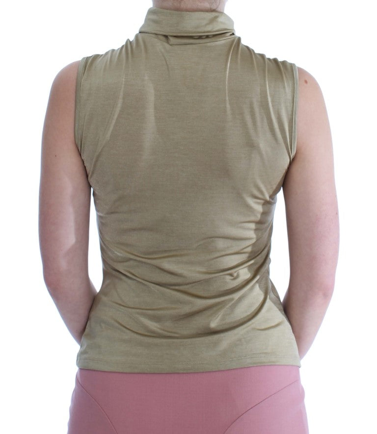 Exte Glamorous Gold Turtleneck Vest Top Exte