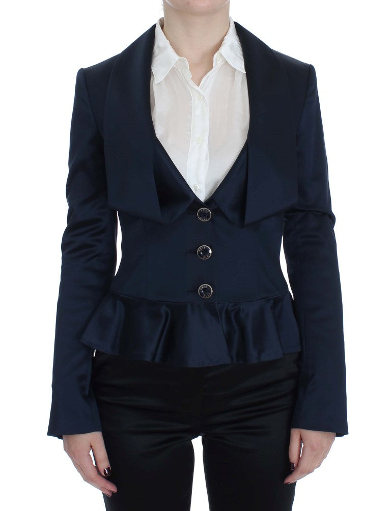 Exte Elegant Blue Blazer Jacket with Designer Flair Exte