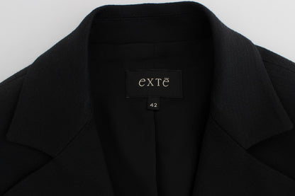 Exte Chic Black Stretch Blazer with Gold Button Detail Exte