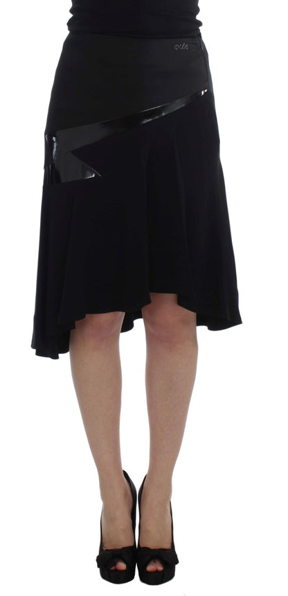 Exte Chic Black and Blue Cotton Blend Skirt Exte