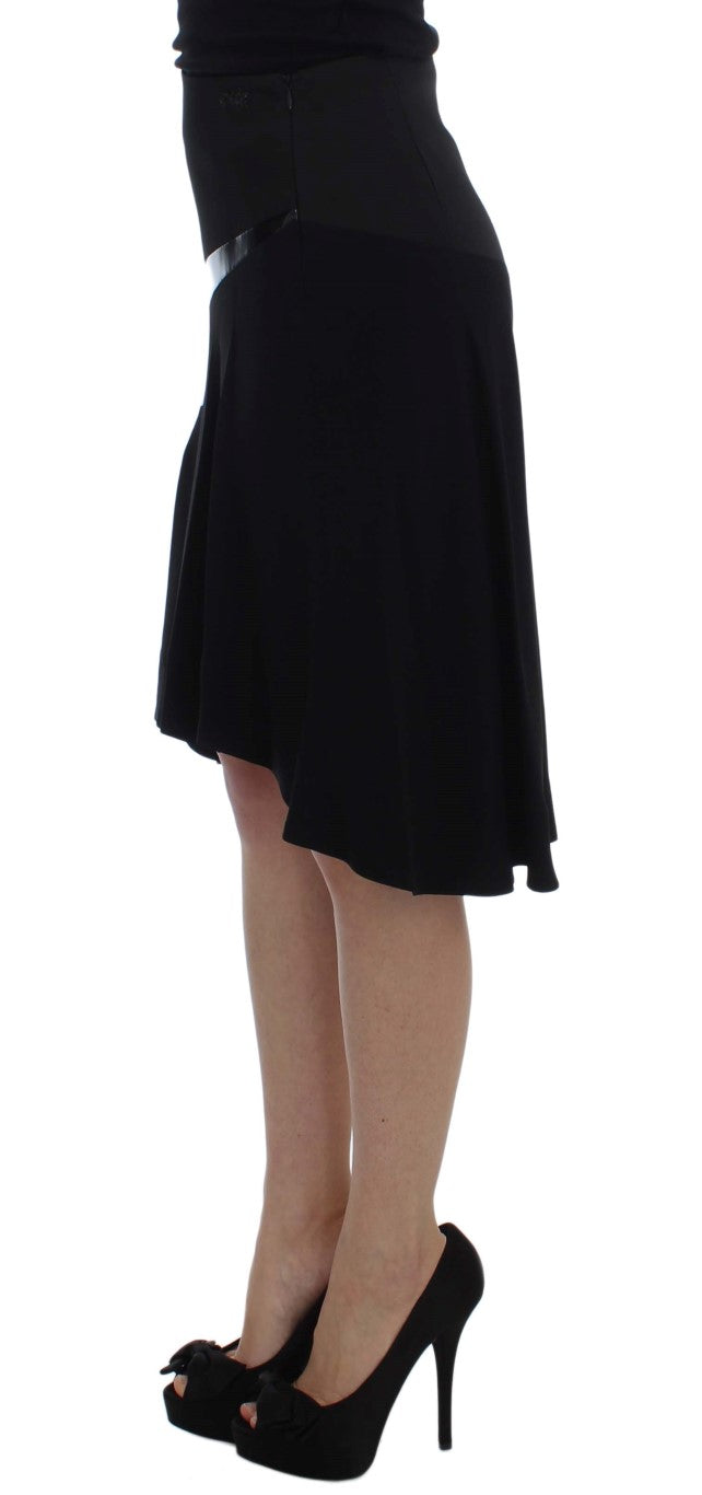 Exte Chic Black and Blue Cotton Blend Skirt Exte